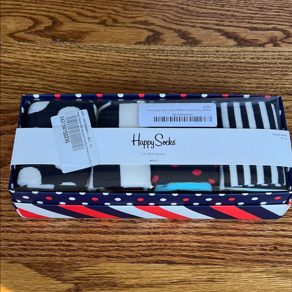 Happy Socks Black and White Polka Dot and Stripe Set